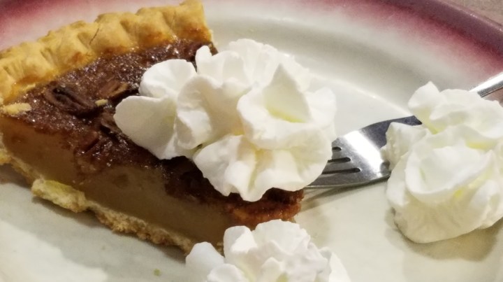 Pecan pie with whipped cream